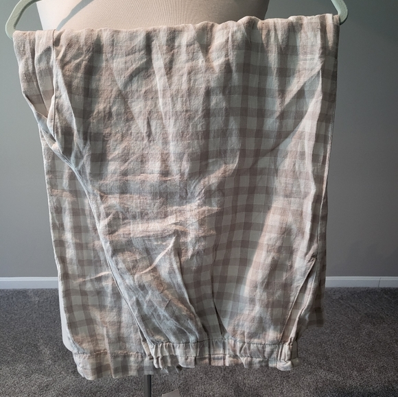 Lou Grey – Taupe and Ecru 100% Linen Wide Leg Plaid Pants (Size XL) - Picture 2 of 15